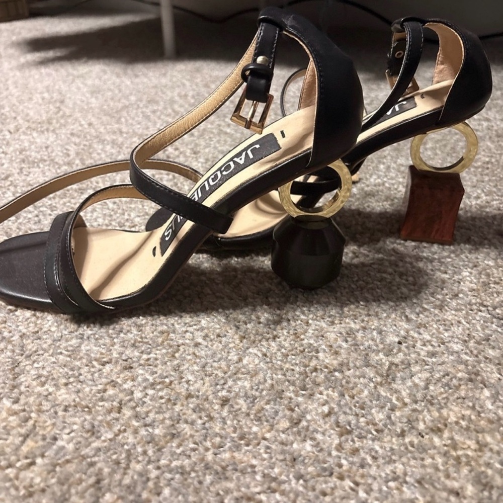 Jacquemus Black and Gold Geometric Heels